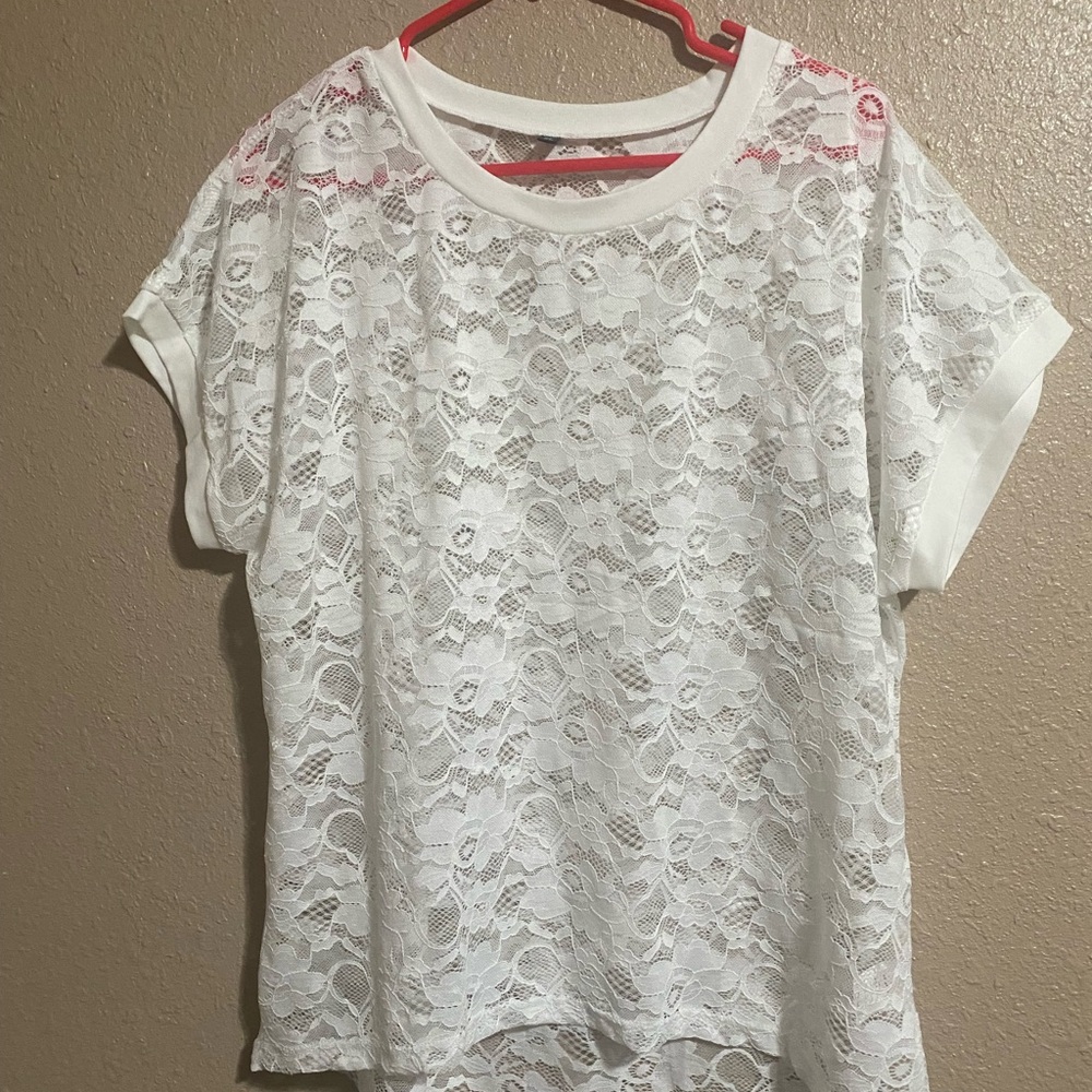 Allegra K White Lace Blouse